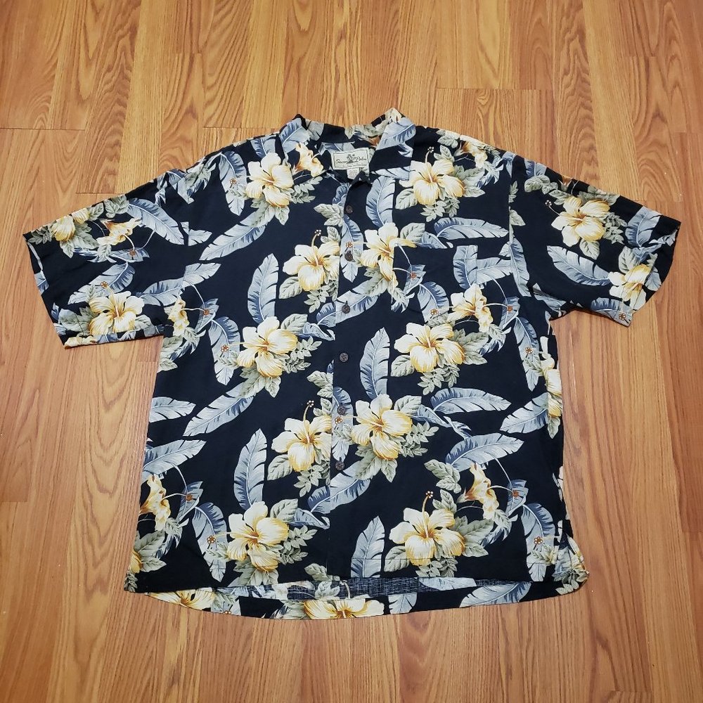 Seven Sands Men's XL/X-Large  100% Silk Button Down Hawaiian Shirt XL/X-Large